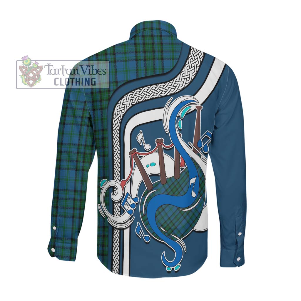 Tartan Vibes Clothing Matheson Hunting Tartan Long Sleeve Button Shirt with Epic Bagpipe Style