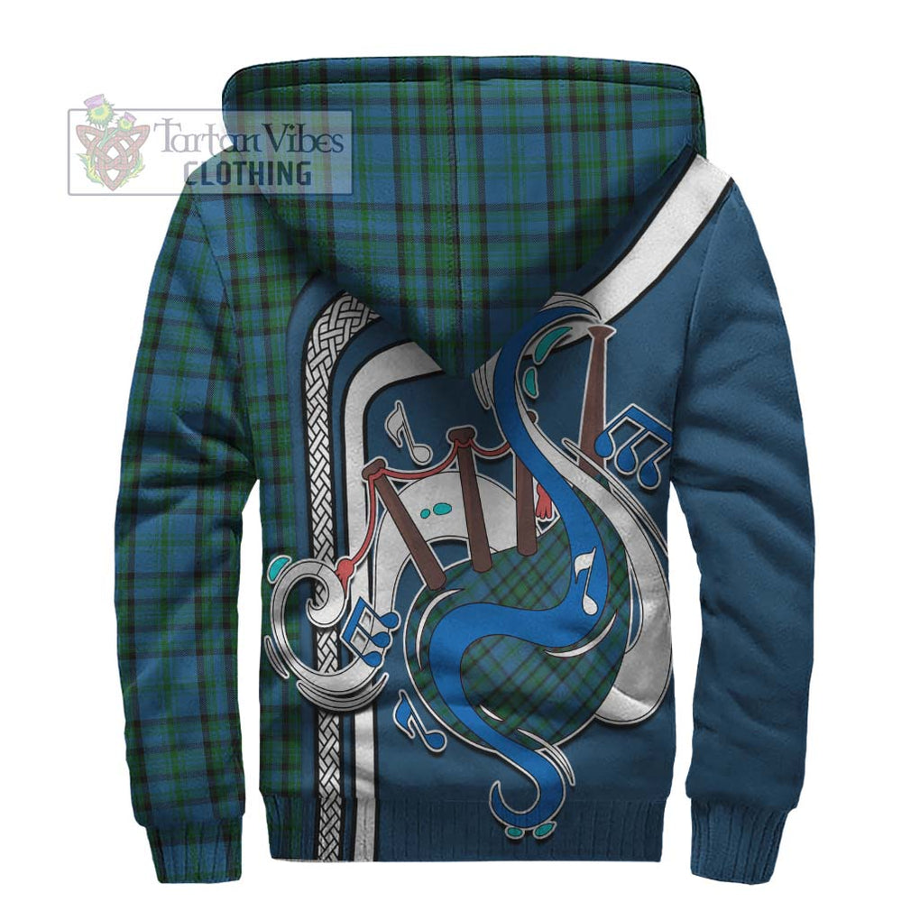 Matheson Hunting Tartan Sherpa Hoodie with Epic Bagpipe Style - Tartanvibesclothing Shop