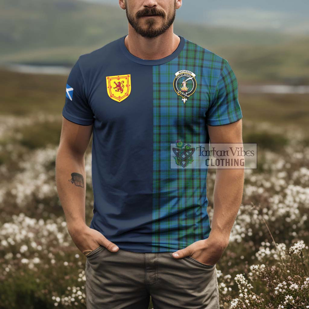 Tartan Vibes Clothing Matheson Hunting Tartan T-Shirt Alba with Scottish Lion Royal Arm Half Style