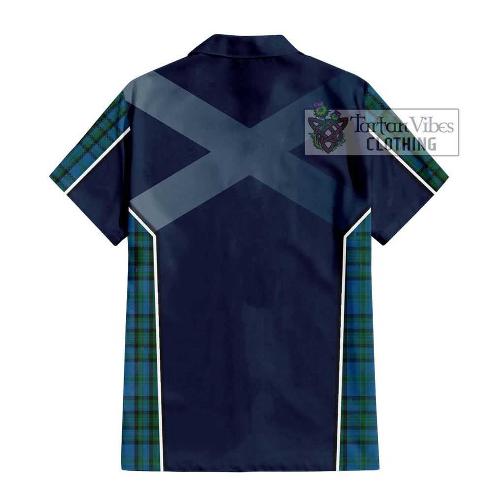 Matheson Hunting Tartan Short Sleeve Button Shirt with Family Crest and Lion Rampant Vibes Sport Style - Tartan Vibes Clothing