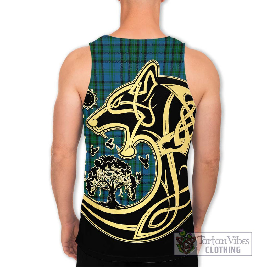 Matheson Hunting Tartan Men's Tank Top with Family Crest Celtic Wolf Style - Tartan Vibes Clothing