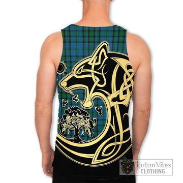 Matheson Hunting Tartan Men's Tank Top with Family Crest Celtic Wolf Style