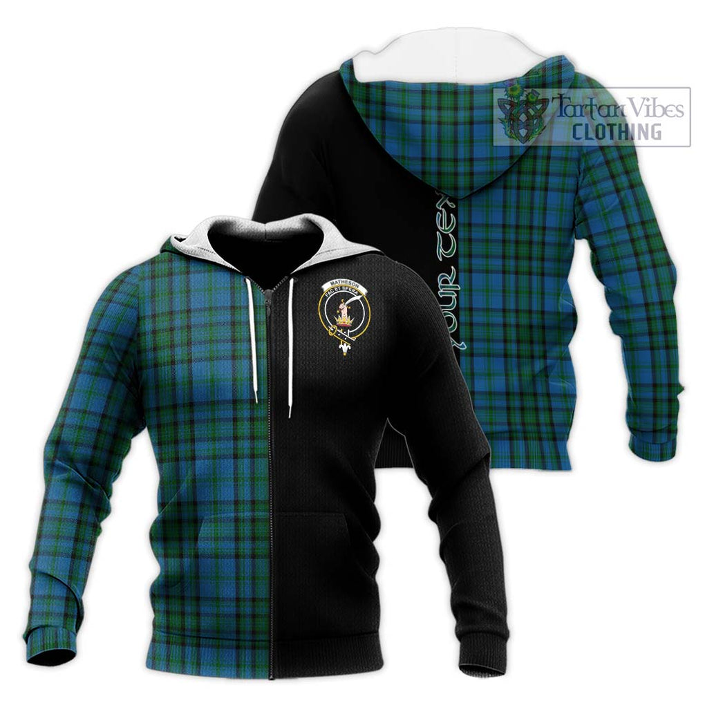 Matheson Hunting Tartan Knitted Hoodie with Family Crest and Half Of Me Style Unisex Knitted Zip Hoodie - Tartanvibesclothing Shop