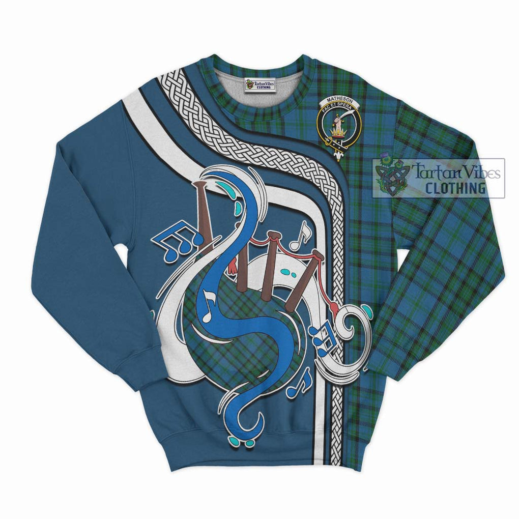 Tartan Vibes Clothing Matheson Hunting Tartan Sweatshirt with Epic Bagpipe Style