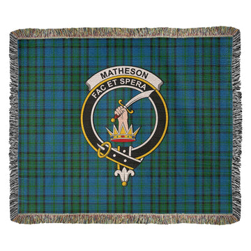 Matheson Hunting Tartan Woven Blanket with Family Crest