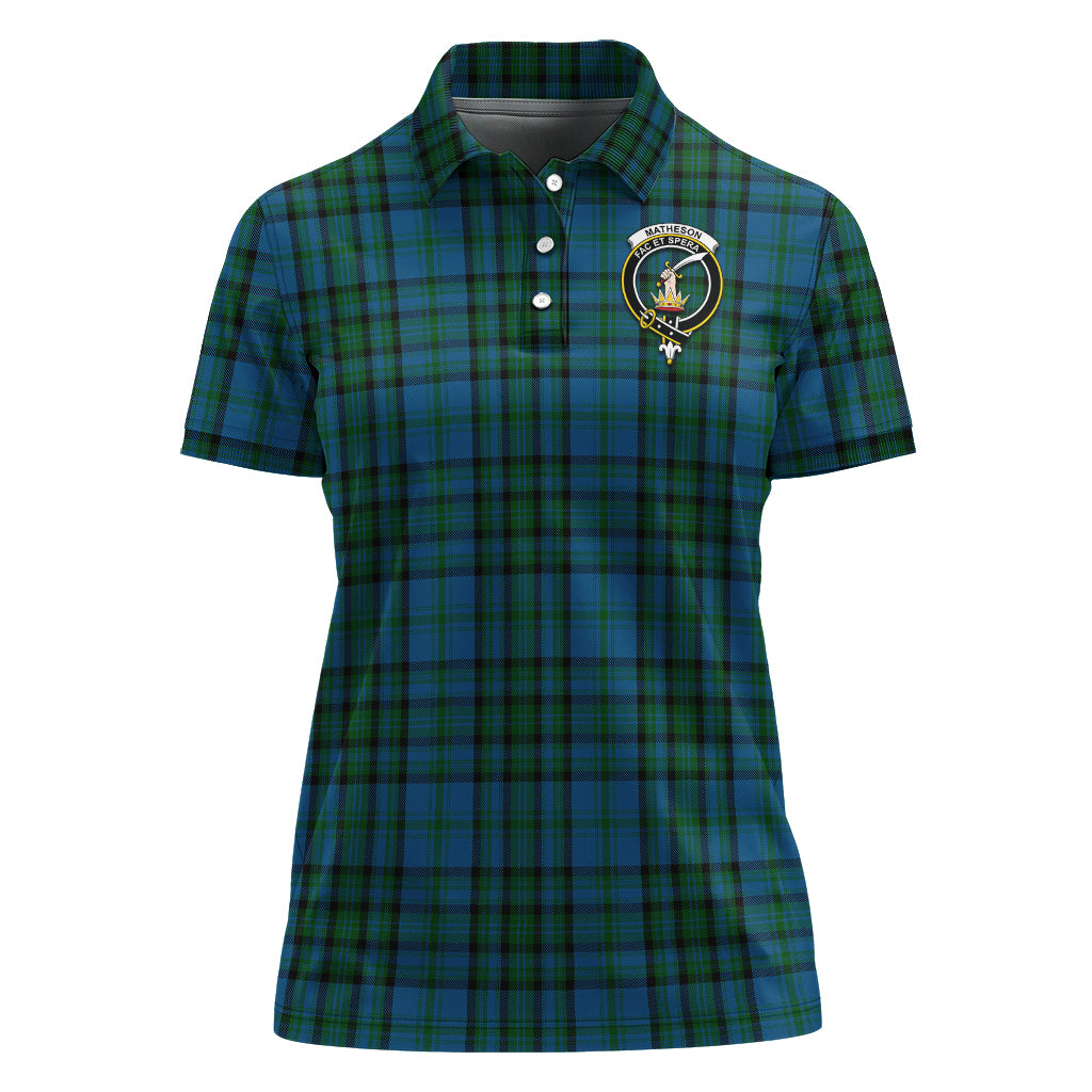 Matheson Hunting Tartan Polo Shirt with Family Crest For Women - Tartan Vibes Clothing