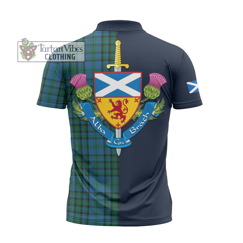 Tartan Vibes Clothing Matheson Hunting Tartan Zipper Polo Shirt with Scottish Lion Royal Arm Half Style