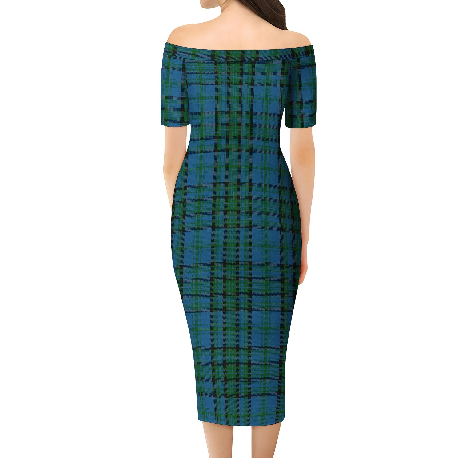 Matheson Hunting Tartan Off Shoulder Lady Dress - Tartanvibesclothing