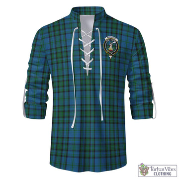 Matheson Hunting Tartan Men's Scottish Traditional Jacobite Ghillie Kilt Shirt with Family Crest