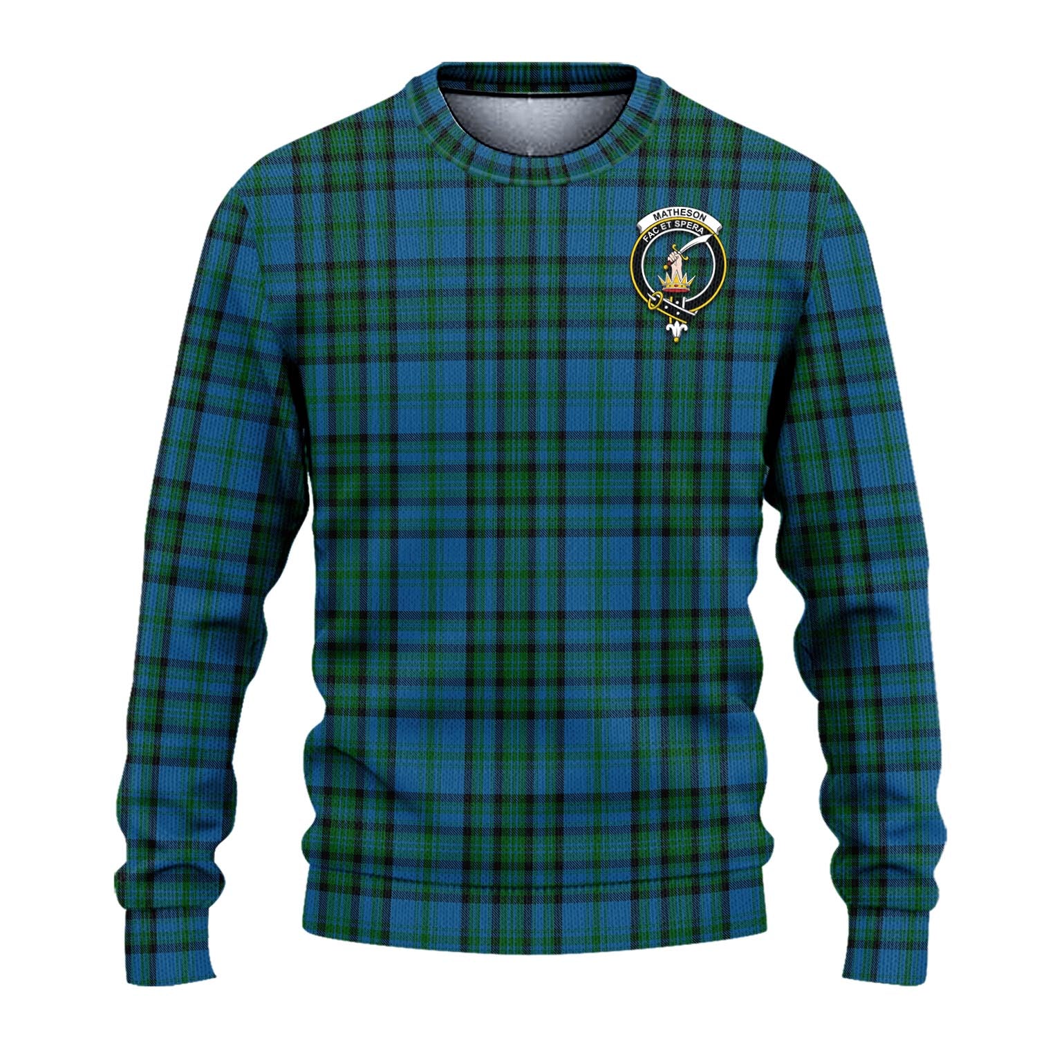 Matheson Hunting Tartan Knitted Sweater with Family Crest - Tartanvibesclothing
