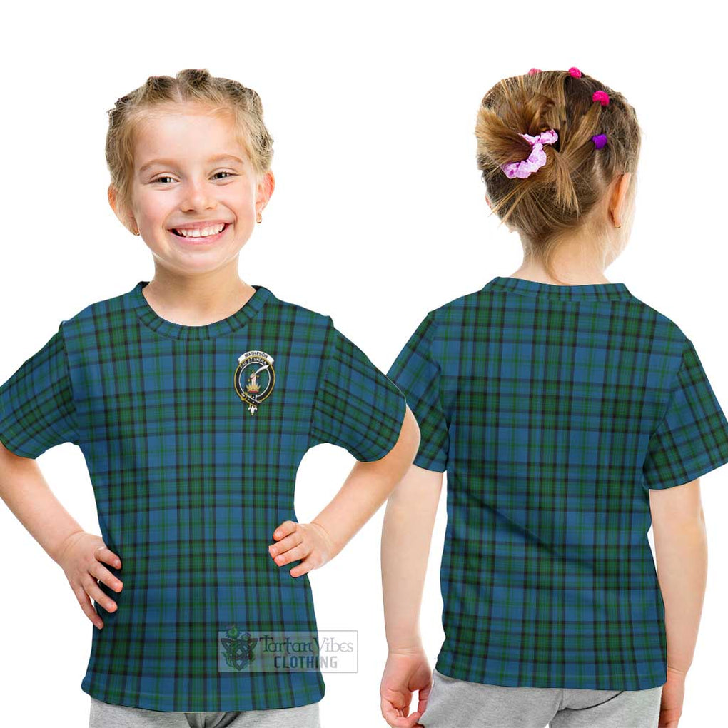 Matheson Hunting Tartan Kid T-Shirt with Family Crest - Tartanvibesclothing Shop