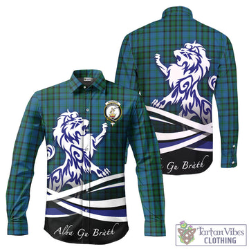 Matheson Hunting Tartan Long Sleeve Button Up Shirt with Alba Gu Brath Regal Lion Emblem