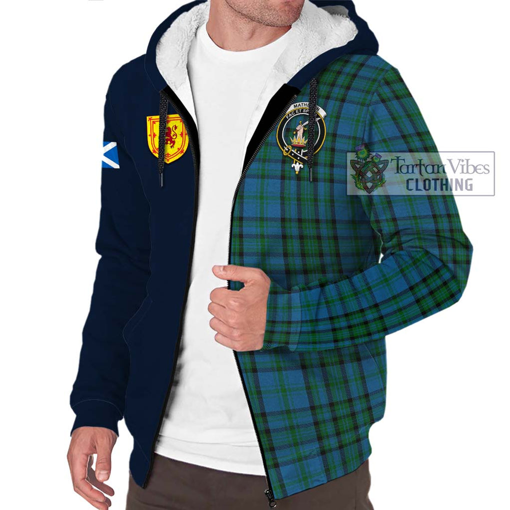 Tartan Vibes Clothing Matheson Hunting Tartan Sherpa Hoodie with Scottish Lion Royal Arm Half Style