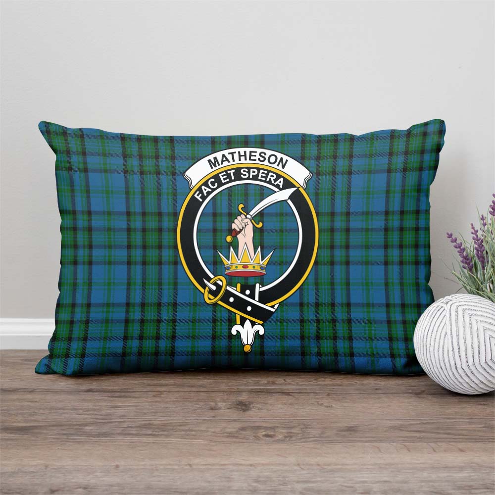 Matheson Hunting Tartan Pillow Cover with Family Crest Rectangle Pillow Cover - Tartanvibesclothing