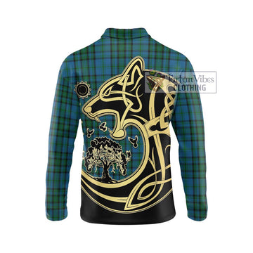 Matheson Hunting Tartan Long Sleeve Polo Shirt with Family Crest Celtic Wolf Style