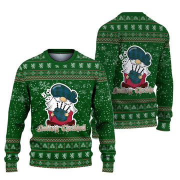 Matheson Hunting Clan Christmas Family Knitted Sweater with Funny Gnome Playing Bagpipes