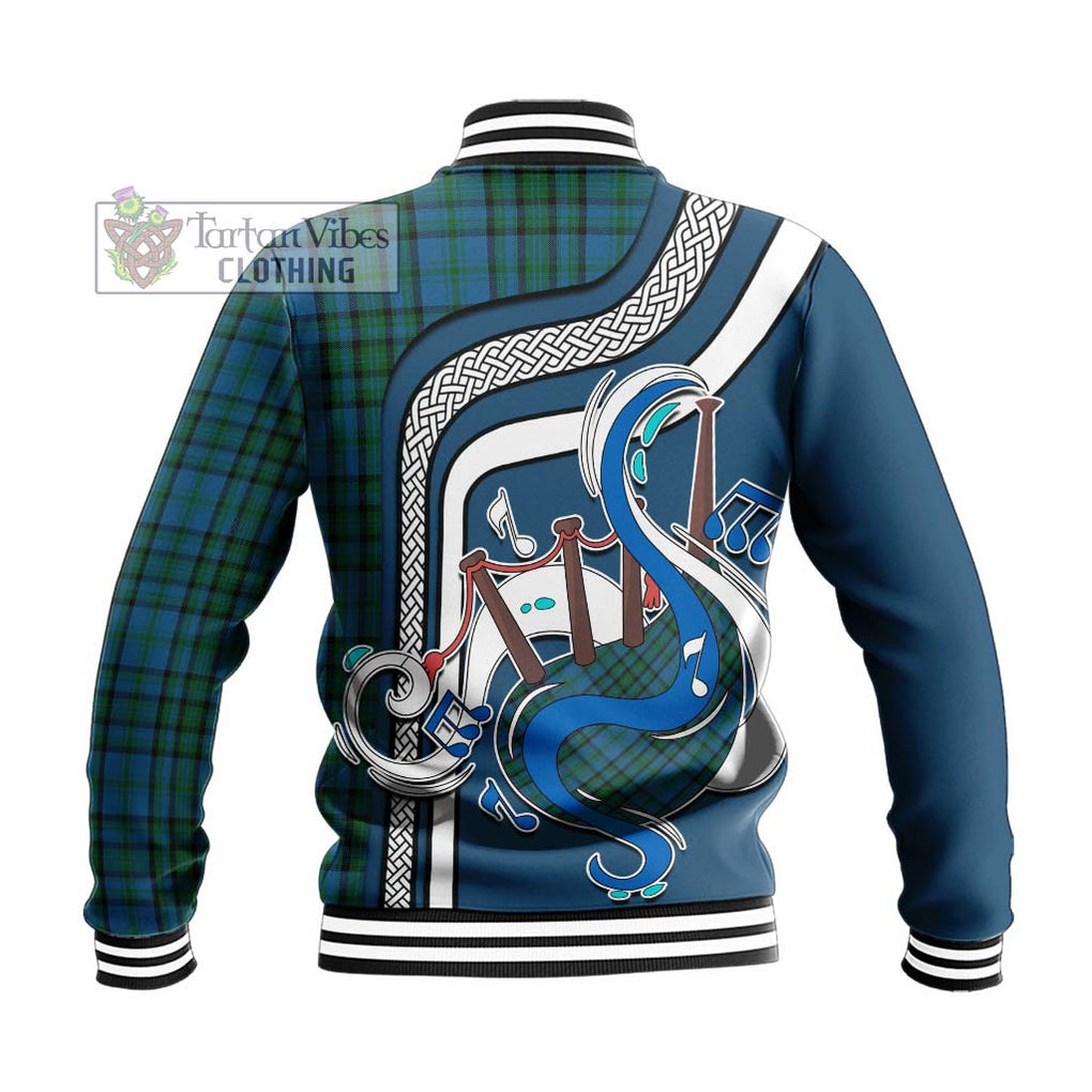 Tartan Vibes Clothing Matheson Hunting Tartan Baseball Jacket with Epic Bagpipe Style