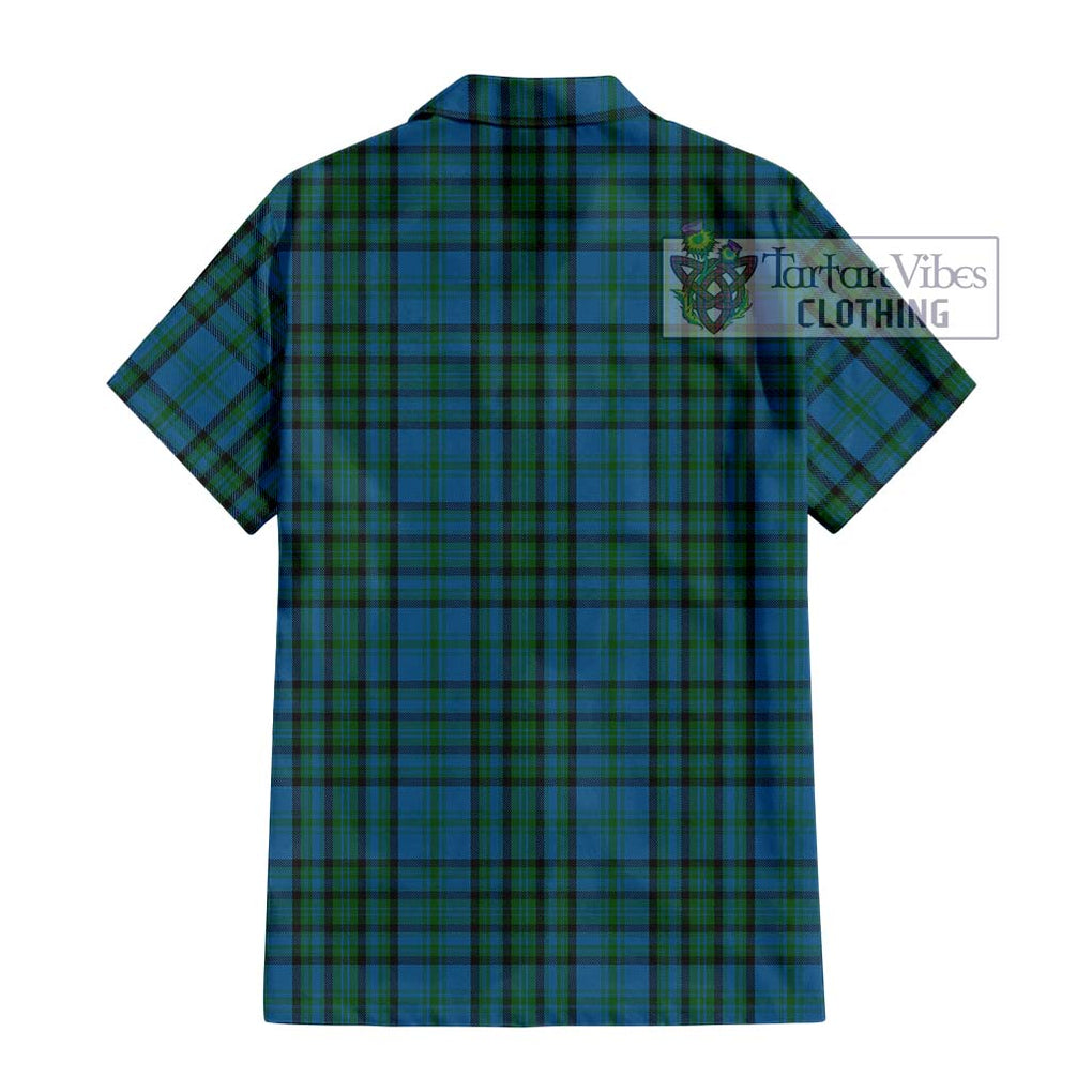 Matheson Hunting Tartan Short Sleeve Button Shirt with Family Crest DNA In Me Style - Tartanvibesclothing Shop