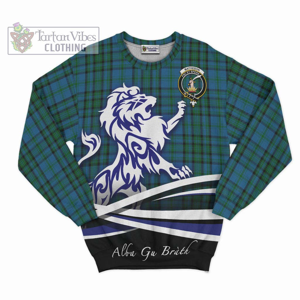 Matheson Hunting Tartan Sweatshirt with Alba Gu Brath Regal Lion Emblem - Tartanvibesclothing Shop