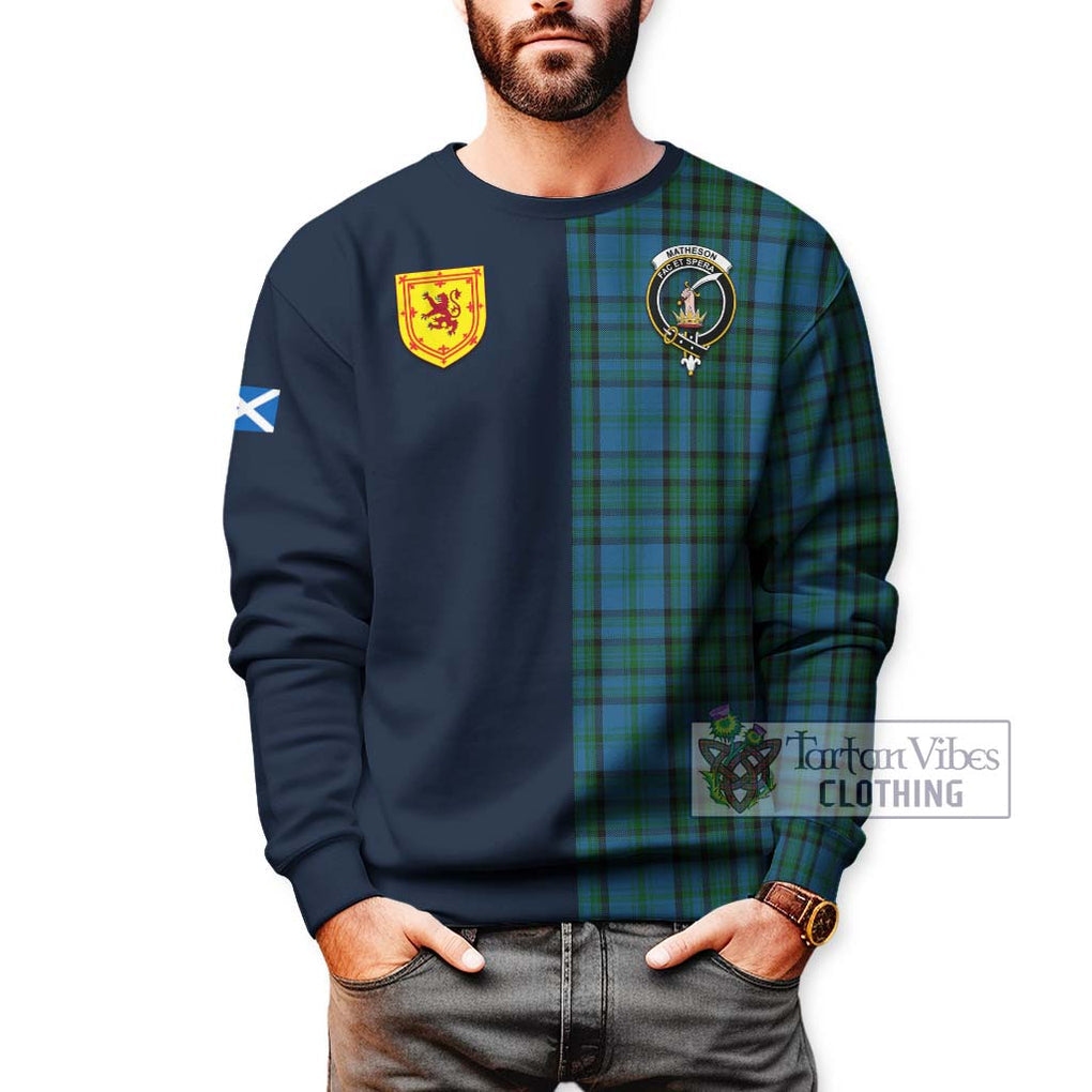 Tartan Vibes Clothing Matheson Hunting Tartan Sweatshirt with Scottish Lion Royal Arm Half Style