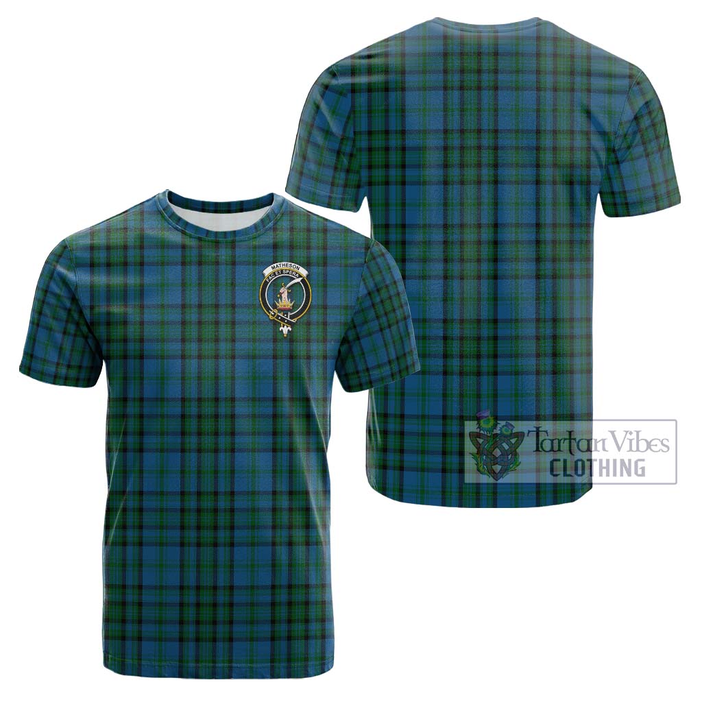 Tartan Vibes Clothing Matheson Hunting Tartan Cotton T-Shirt with Family Crest