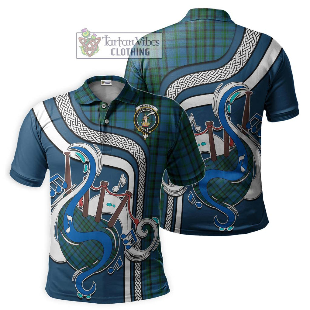 Tartan Vibes Clothing Matheson Hunting Tartan Polo Shirt with Epic Bagpipe Style