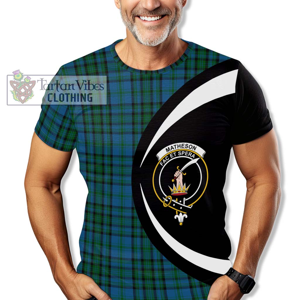 Tartan Vibes Clothing Matheson Hunting Tartan T-Shirt with Family Crest Circle Style