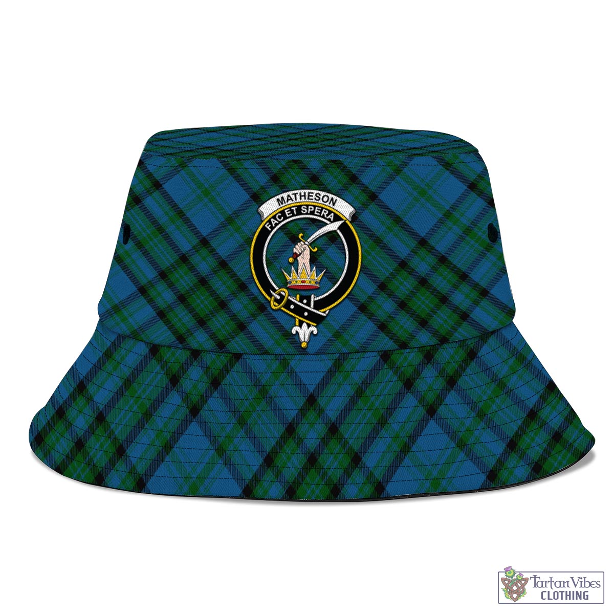 Tartan Vibes Clothing Matheson Hunting Tartan Bucket Hat with Family Crest