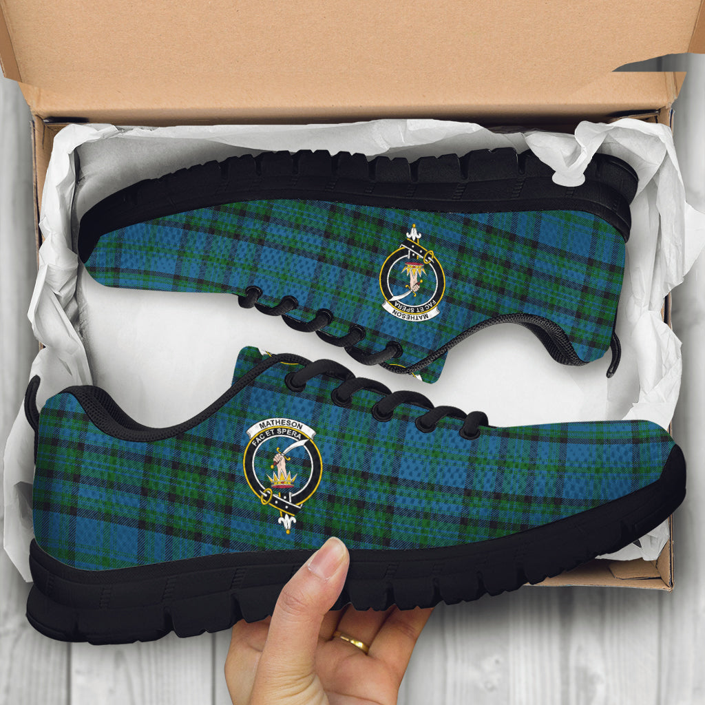 Matheson Hunting Tartan Sneakers with Family Crest - Tartan Vibes Clothing