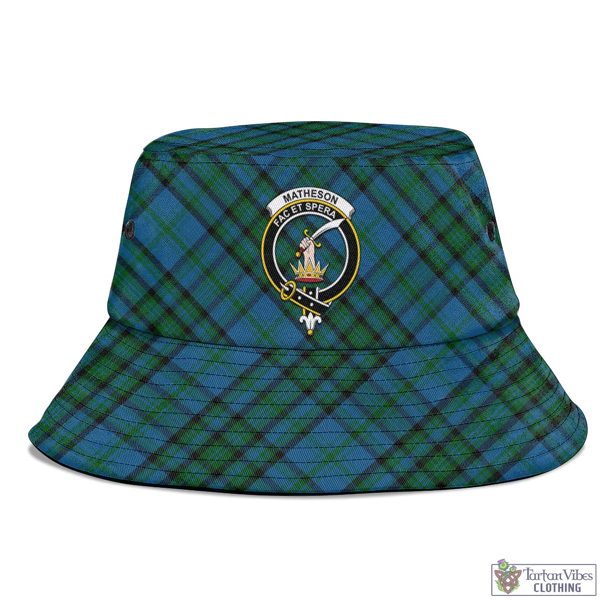 Tartan Vibes Clothing Matheson Hunting Tartan Bucket Hat with Family Crest