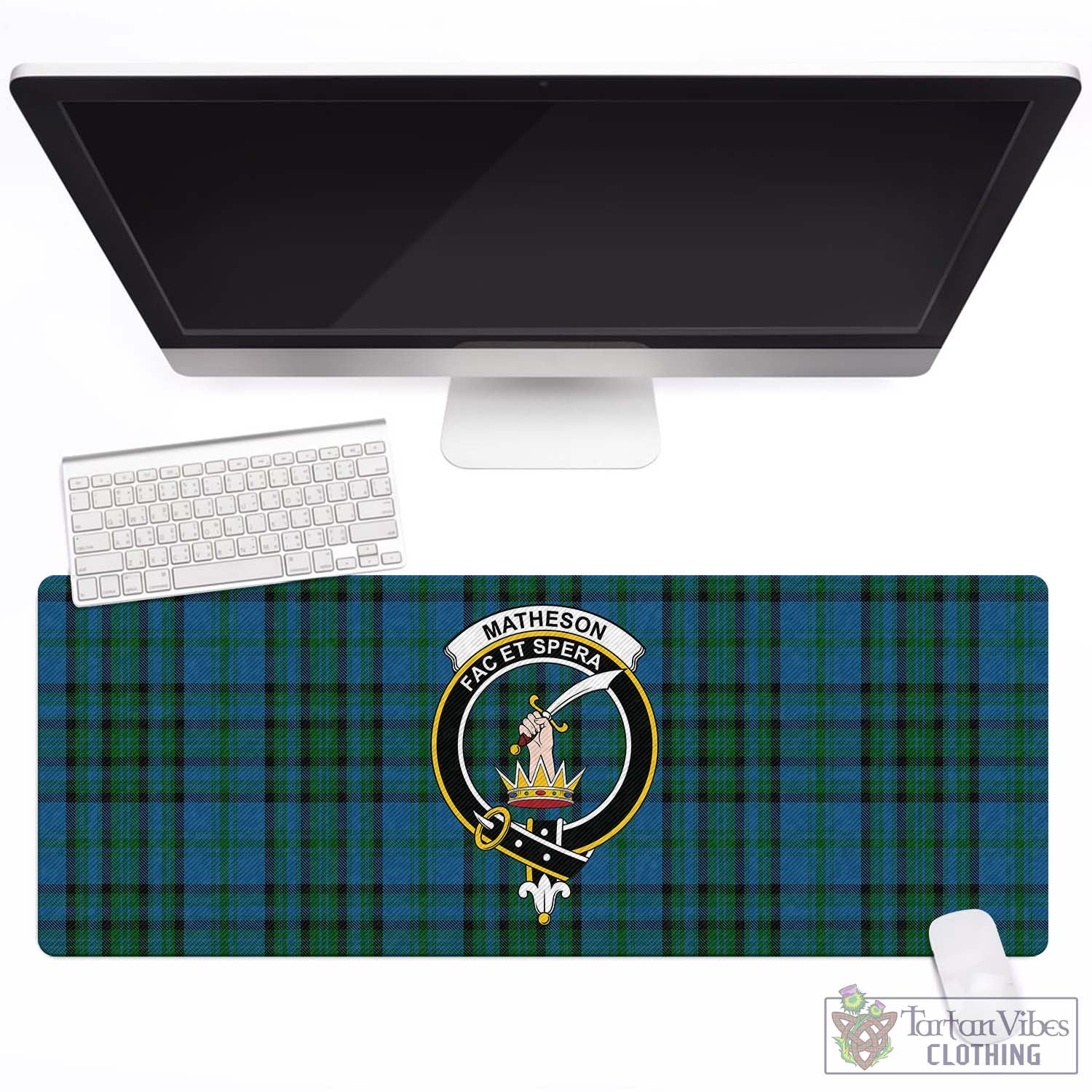 Tartan Vibes Clothing Matheson Hunting Tartan Mouse Pad with Family Crest