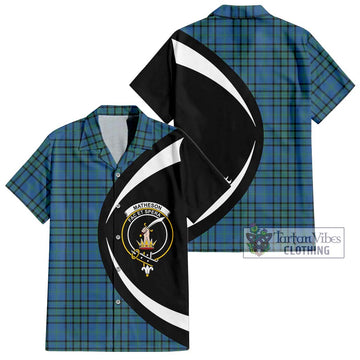 Matheson Hunting Ancient Tartan Short Sleeve Button Up with Family Crest Circle Style