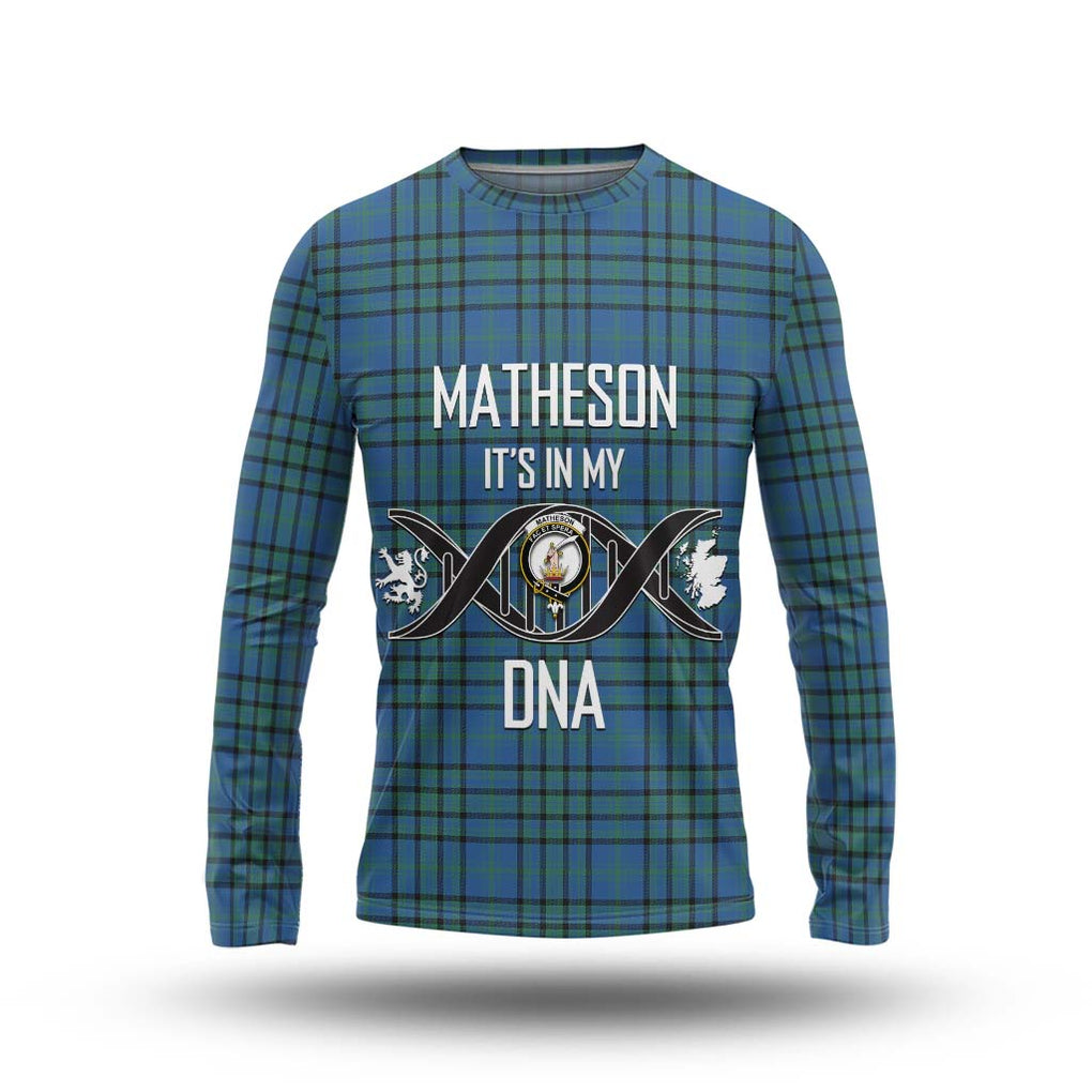 Matheson Hunting Ancient Tartan Long Sleeve T-Shirt with Family Crest DNA In Me Style Unisex - Tartanvibesclothing Shop