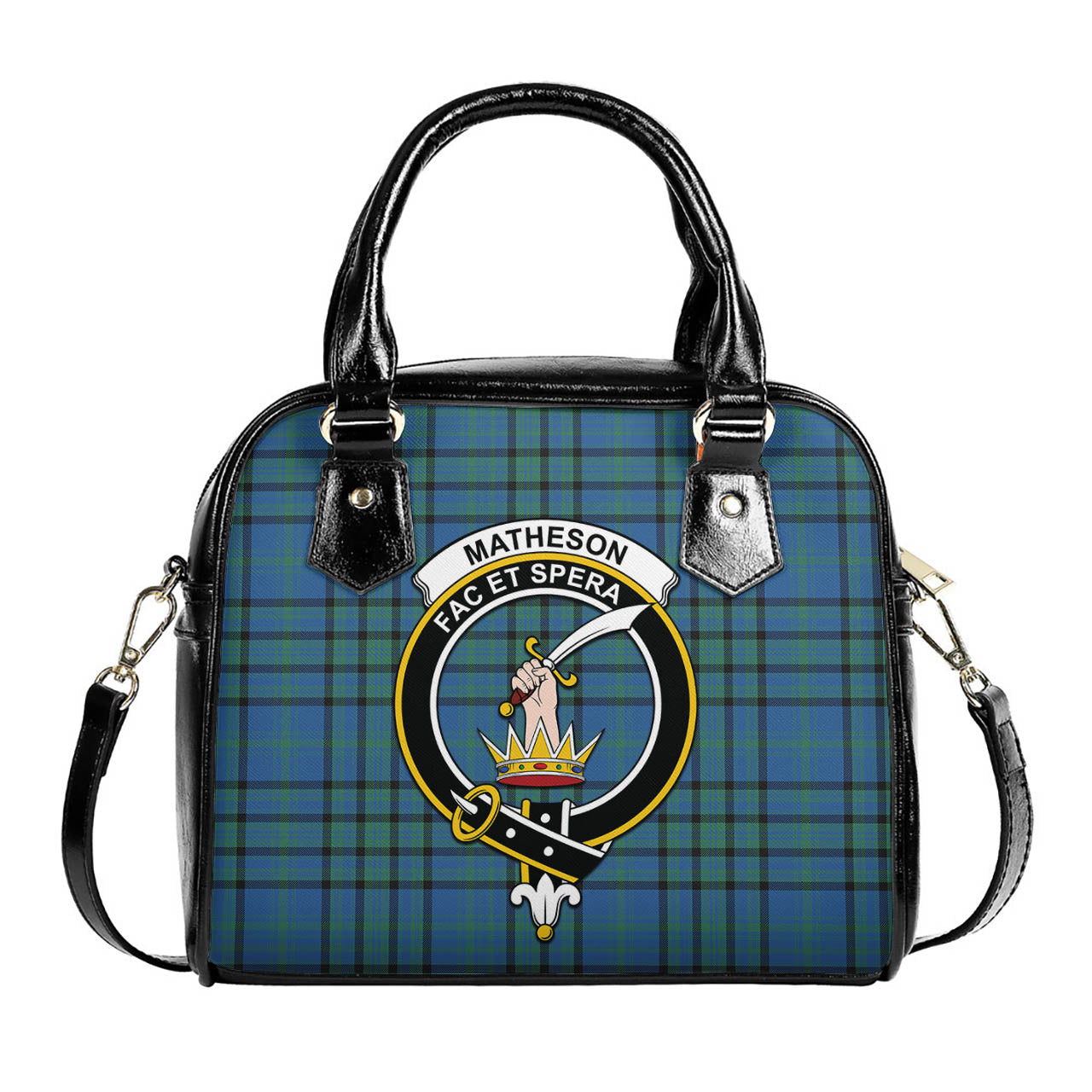 Matheson Hunting Ancient Tartan Shoulder Handbags with Family Crest One Size 6*25*22 cm - Tartanvibesclothing