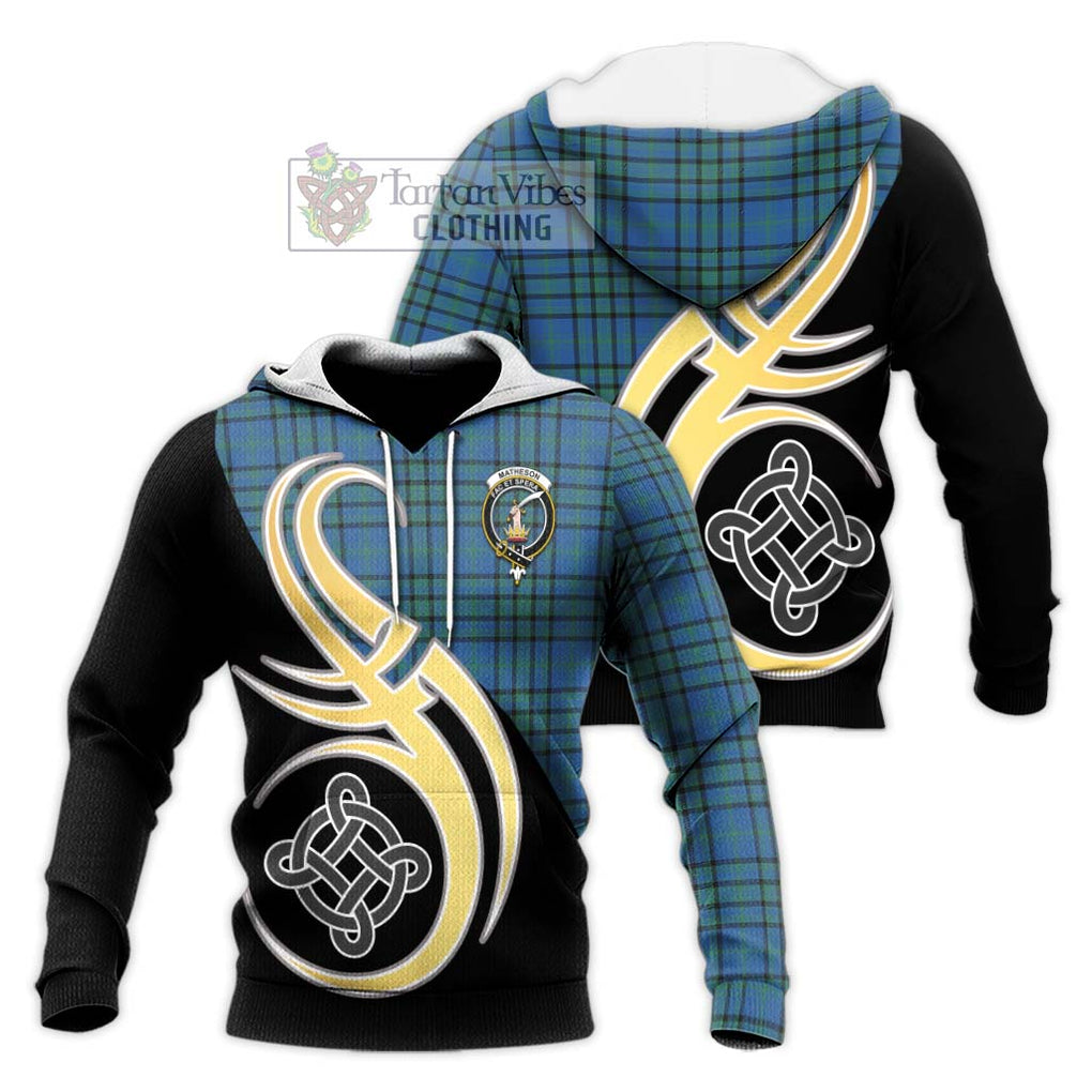 Matheson Hunting Ancient Tartan Knitted Hoodie with Family Crest and Celtic Symbol Style Unisex Knitted Pullover Hoodie - Tartan Vibes Clothing