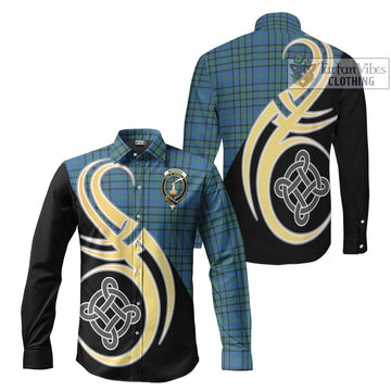 Matheson Hunting Ancient Tartan Long Sleeve Button Shirt with Family Crest and Celtic Symbol Style