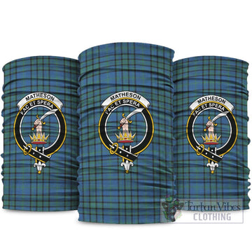 Matheson Hunting Ancient Tartan Neck Gaiters, Tartan Bandanas, Tartan Head Band with Family Crest