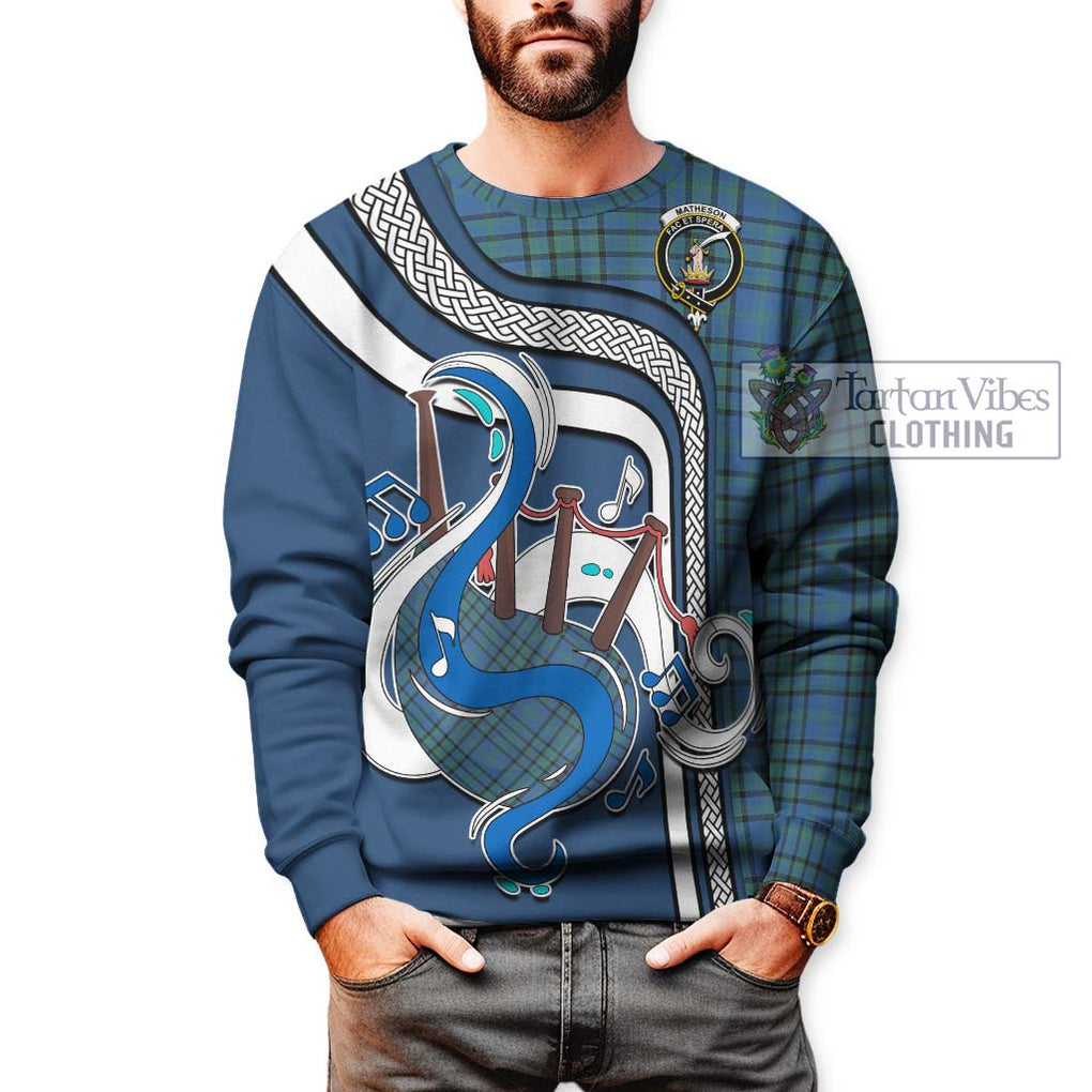 Tartan Vibes Clothing Matheson Hunting Ancient Tartan Sweatshirt with Epic Bagpipe Style