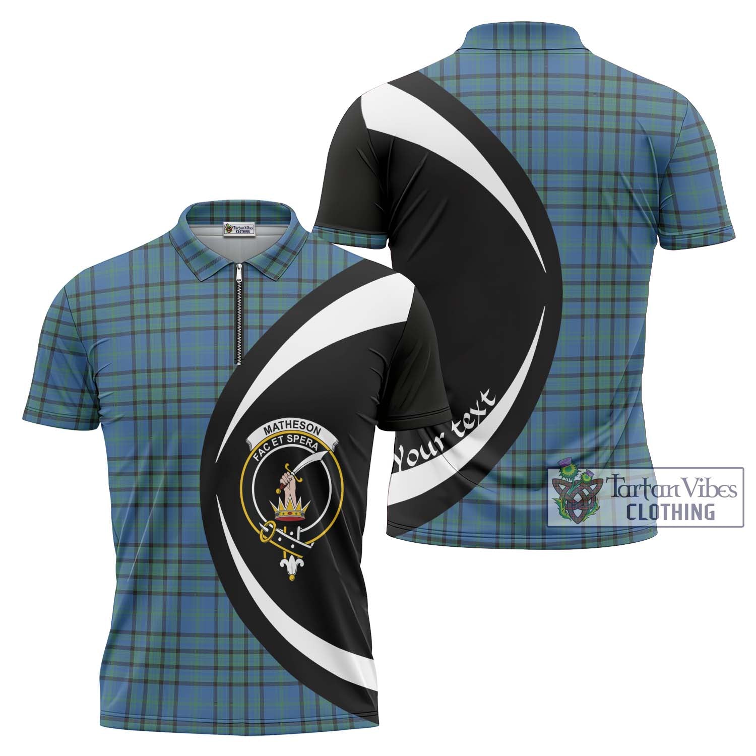 Tartan Vibes Clothing Matheson Hunting Ancient Tartan Zipper Polo Shirt with Family Crest Circle Style