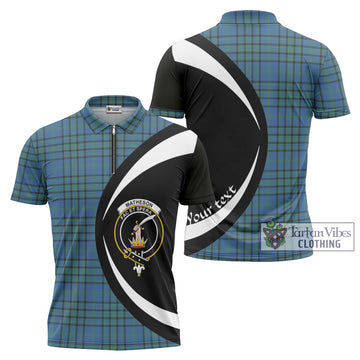 Matheson Hunting Ancient Tartan Zipper Polo Shirt with Family Crest Circle Style