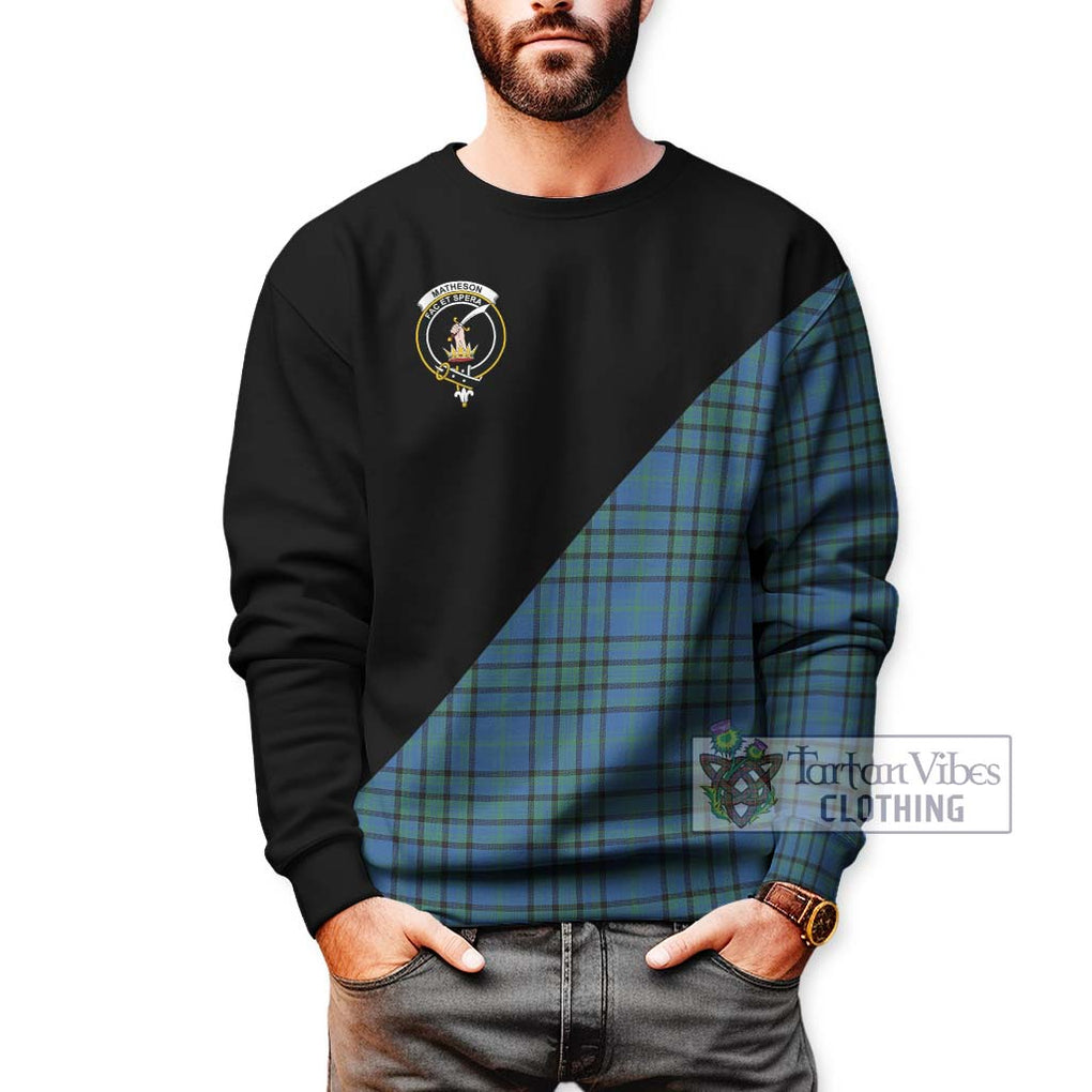 Matheson Hunting Ancient Tartan Sweatshirt with Family Crest and Military Logo Style Unisex - Tartanvibesclothing Shop