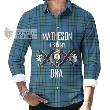 Matheson Hunting Ancient Tartan Long Sleeve Button Shirt with Family Crest DNA In Me Style