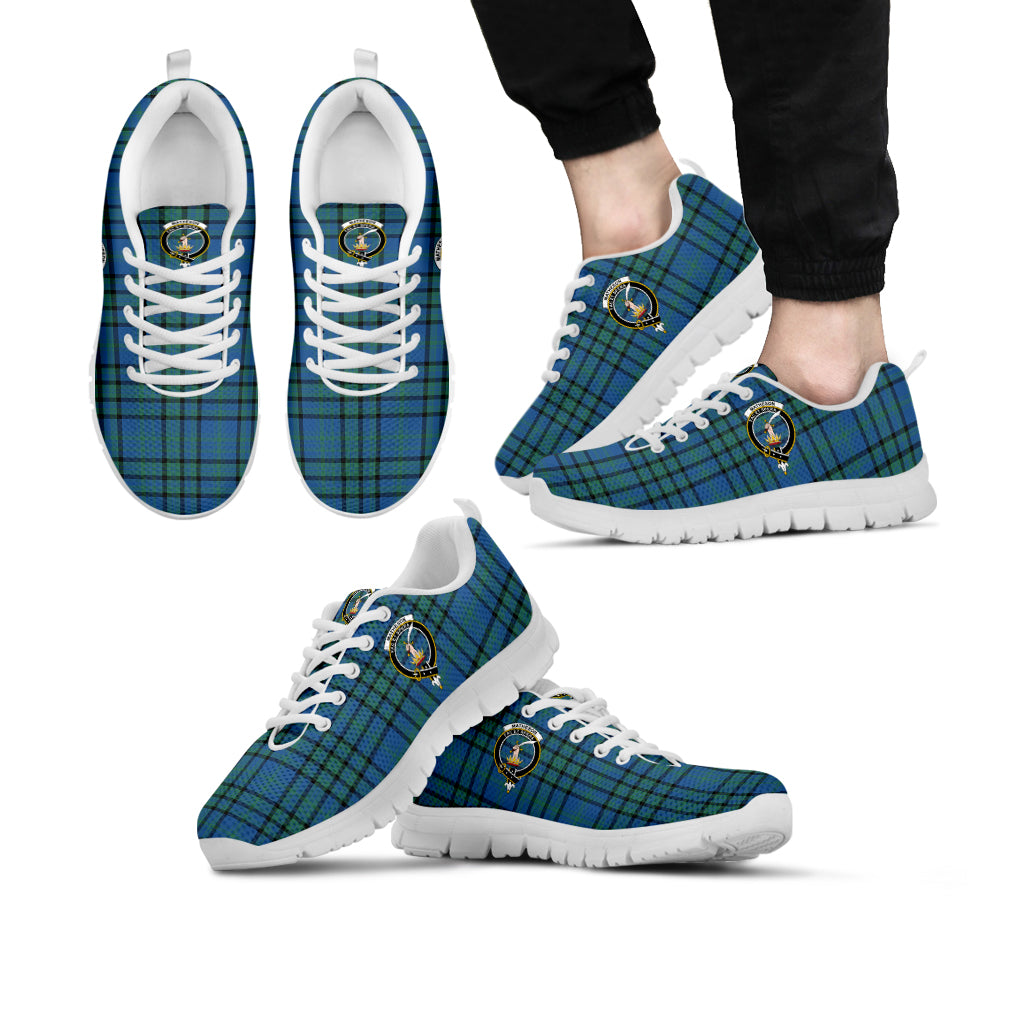 Matheson Hunting Ancient Tartan Sneakers with Family Crest Kid's Sneakers - Tartan Vibes Clothing