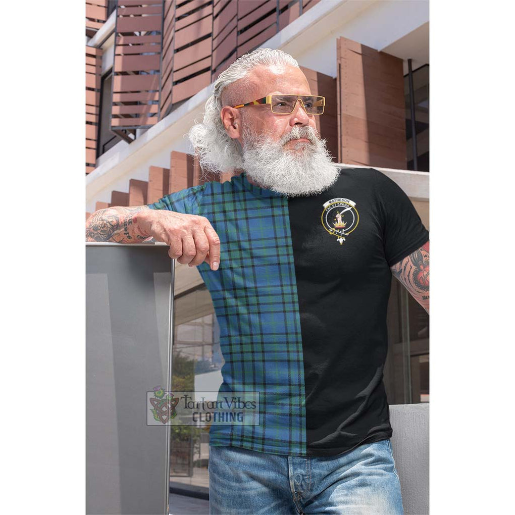 Tartan Vibes Clothing Matheson Hunting Ancient Tartan Cotton T-shirt with Family Crest and Half Of Me Style