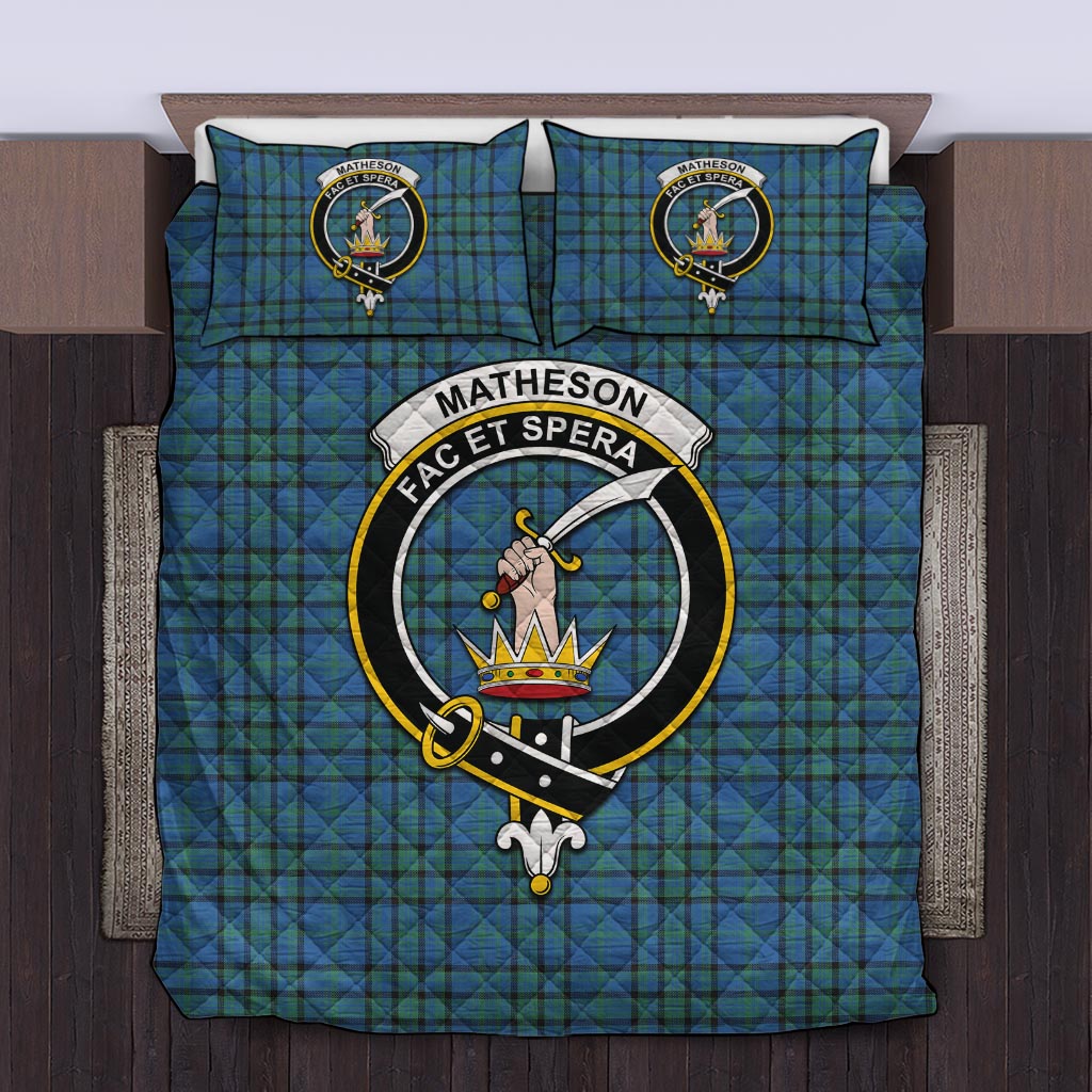 Matheson Hunting Ancient Tartan Quilt Bed Set with Family Crest Twin - Tartan Vibes Clothing