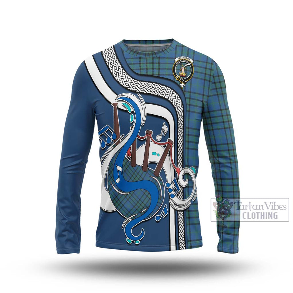 Tartan Vibes Clothing Matheson Hunting Ancient Tartan Long Sleeve T-Shirt with Epic Bagpipe Style