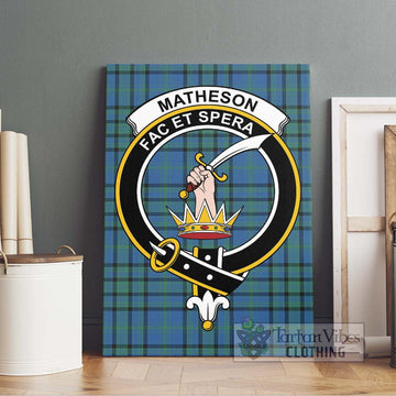 Matheson Hunting Ancient Tartan Canvas Print Wall Art with Family Crest