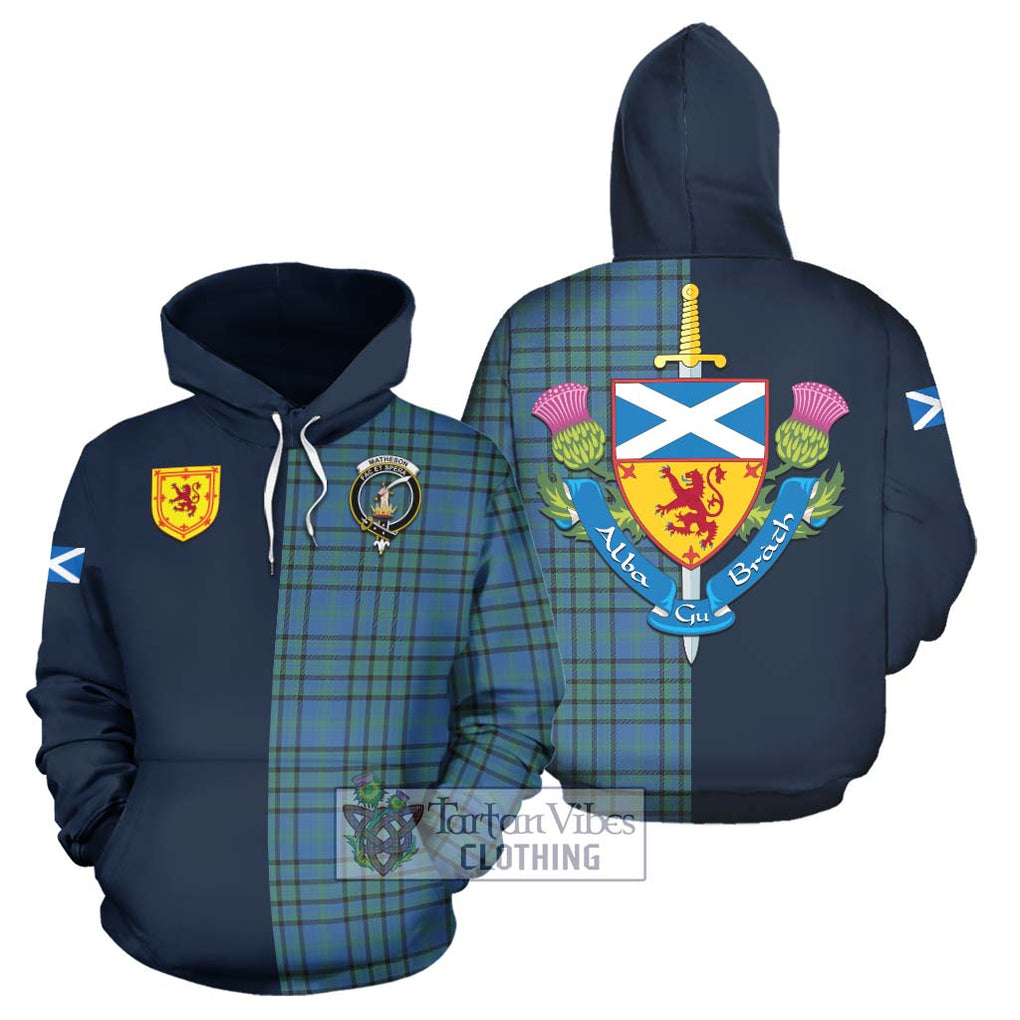 Tartan Vibes Clothing Matheson Hunting Ancient Tartan Hoodie with Scottish Lion Royal Arm Half Style