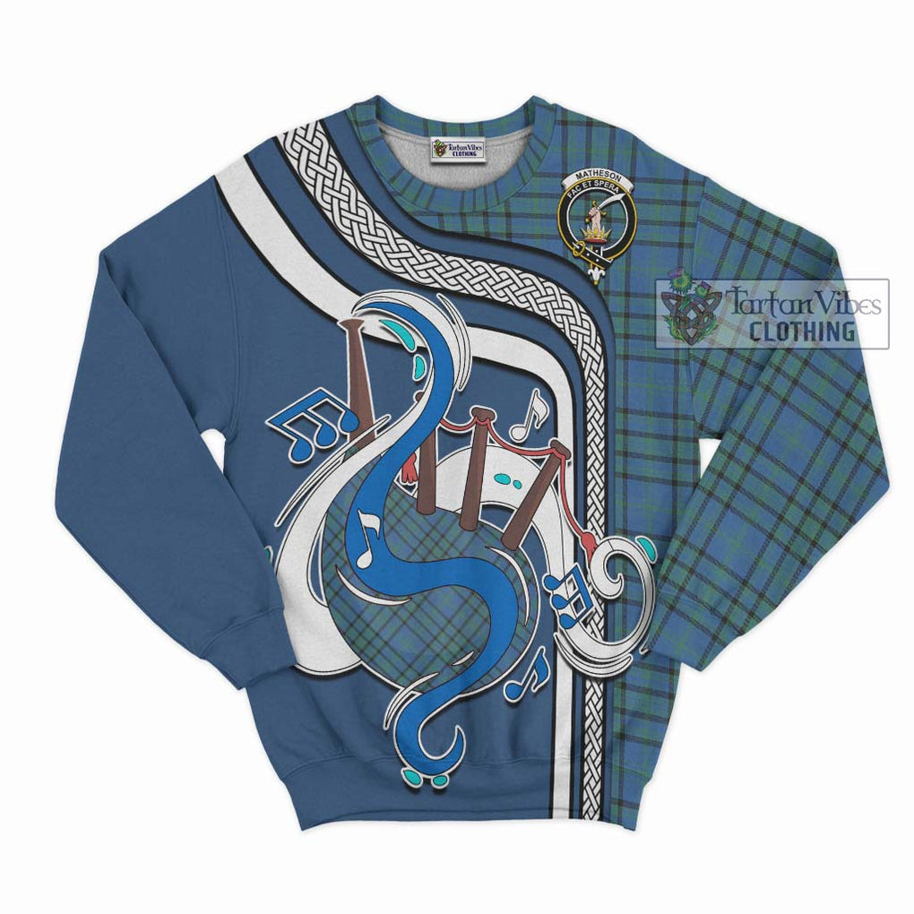 Tartan Vibes Clothing Matheson Hunting Ancient Tartan Sweatshirt with Epic Bagpipe Style