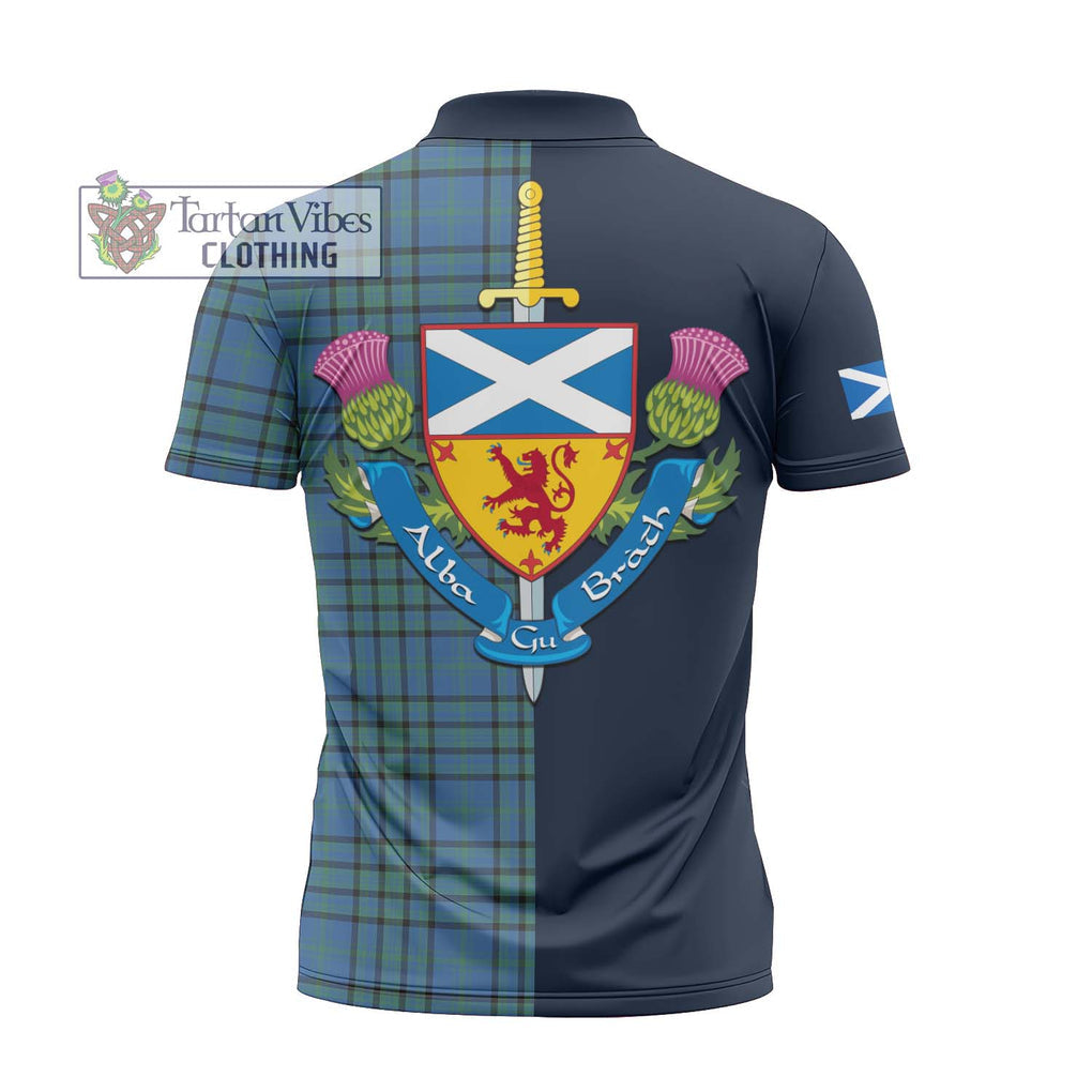 Tartan Vibes Clothing Matheson Hunting Ancient Tartan Zipper Polo Shirt with Scottish Lion Royal Arm Half Style